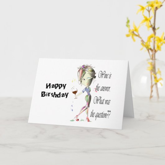 ワインが問題であるワイおもしろいンことわざの贈り物 カード (黄色い花)