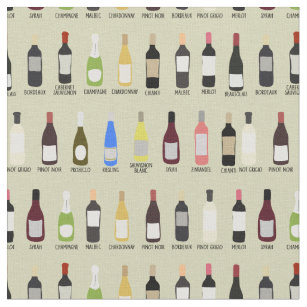 ワインが好きなボトルの名前パターン（の模様が）ある ファブリック