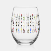 ワインが好きなボトルの名前図解入りの、写真付きの ステムなしワイングラス (右)