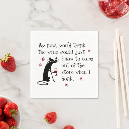 ワインが猫とのおもしろい引用文を知る スタンダードカクテルナプキン (インサイチュ)