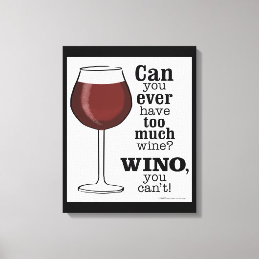 ワインが飲み過ぎ?WINO (黒) キャンバスプリント (正面)