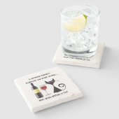 ワインだけでは飲め生き延びない女性コースター ストーンコースター (横)