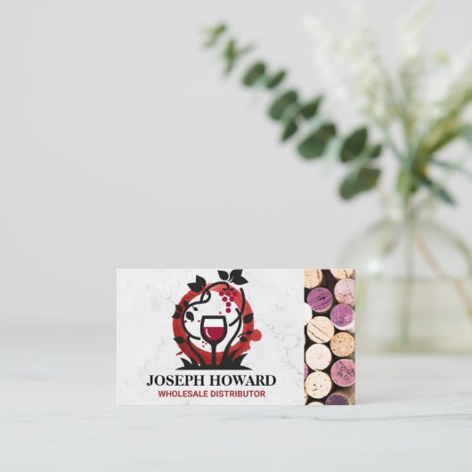 ワインつる植物ガラスロゴ | Corks名刺 名刺 (スタンド正面)