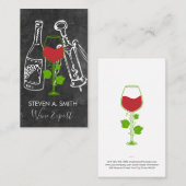 ワインつる植物 |ワインボトルとオープナー石板 名刺 (正面/裏面)