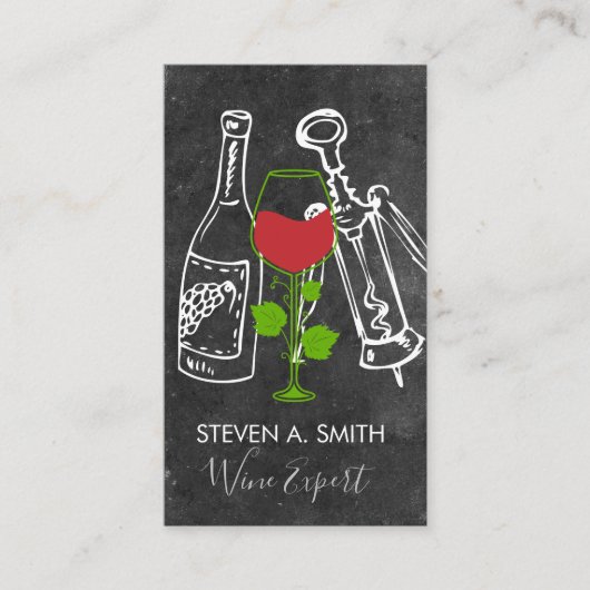 ワインつる植物 |ワインボトルとオープナー石板 名刺 (正面)