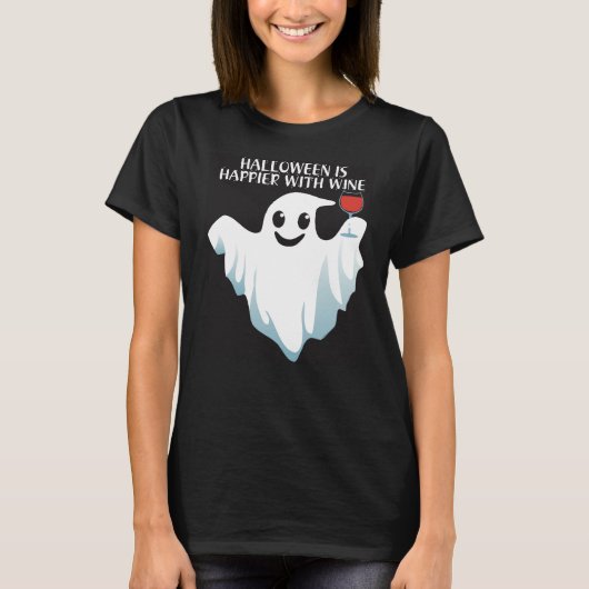 ワインでハロウィンはもっと楽しい Tシャツ (正面)