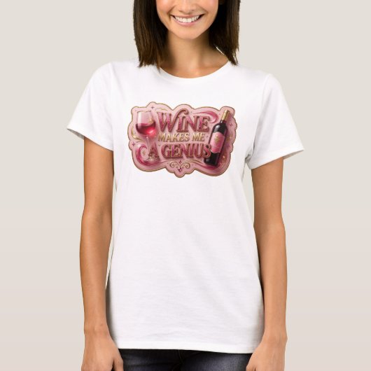 ワインで天才になる ゴールドTシャツ Tシャツ (正面)