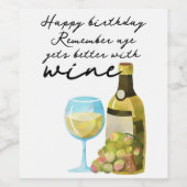 ワインで年齢が向上することを覚えるハッピーバースデー ワインラベル (シングルラベル)