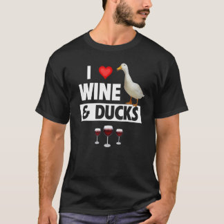 ワインとアヒルが好きな狩猟湖の鳥W Tシャツ