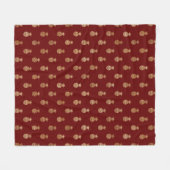 ワインとエレガント金ゴールドパイナップル フリースブランケット (正面(横))