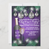 ワインとオーナメントクリスマスホリデーディナーパーティー 招待状 (正面)