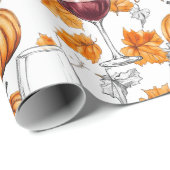 ワインとカボチャの水彩秋 ラッピングペーパー (ロールコーナー)