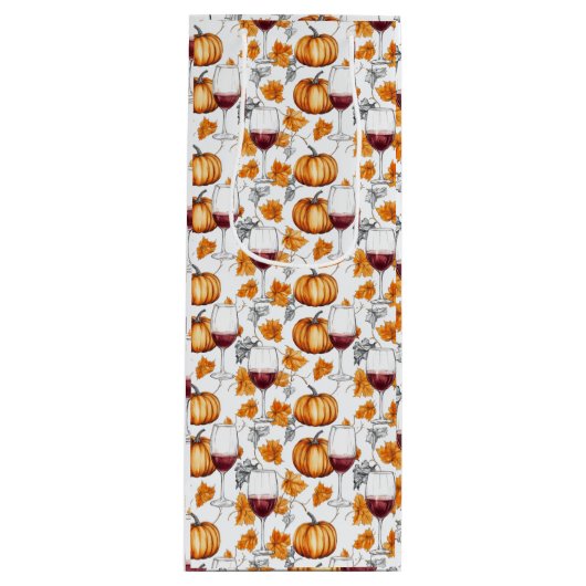 ワインとカボチャの水彩秋 ワインギフトバッグ (正面)