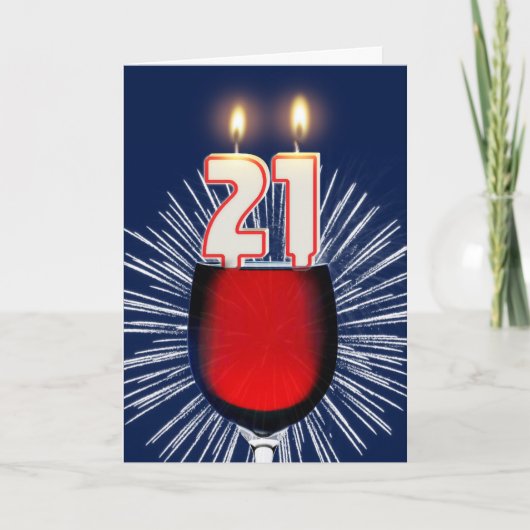 ワインとキャンドルと21歳の誕生日 カード (正面)
