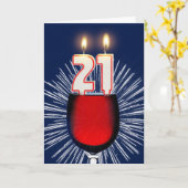 ワインとキャンドルと21歳の誕生日 カード (黄色い花)