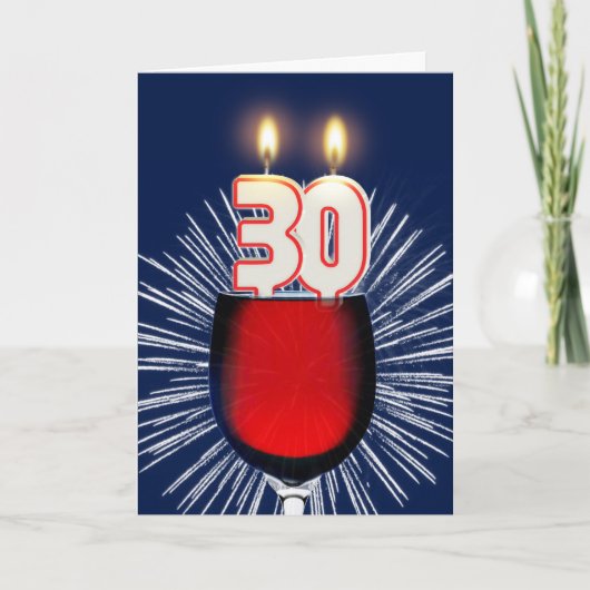 ワインとキャンドルと30歳の誕生日 カード (正面)