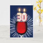 ワインとキャンドルと30歳の誕生日 カード (黄色い花)