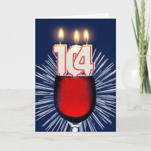 ワインとキャンドル付き104誕生日 カード (正面)