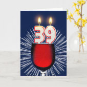 ワインとキャンドル付き39誕生日 カード (黄色い花)