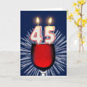 ワインとキャンドル付き45誕生日 カード (黄色い花)