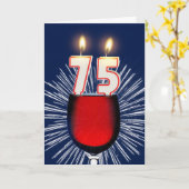 ワインとキャンドル付き75誕生日 カード (黄色い花)