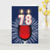 ワインとキャンドル付き78誕生日 カード (黄色い花)
