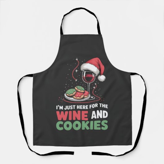 ワインとクッキーだけが楽しみなクリスマス エプロン (正面)