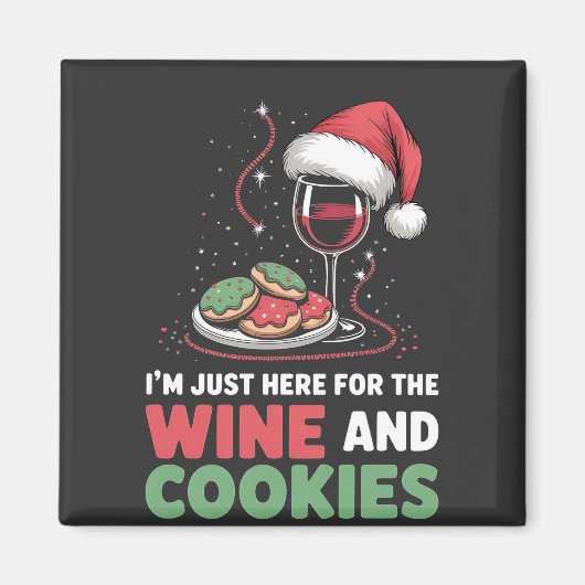 ワインとクッキーだけが楽しみなクリスマス マグネット (正面)