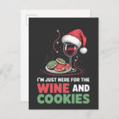 ワインとクッキーのクリスマスのためにここにいる インビテーションポストカード (正面/裏面)