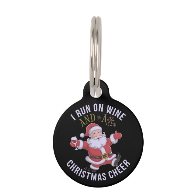 ワインとクリスマスの喜びに満ちて ペット　ネームタグ (正面)