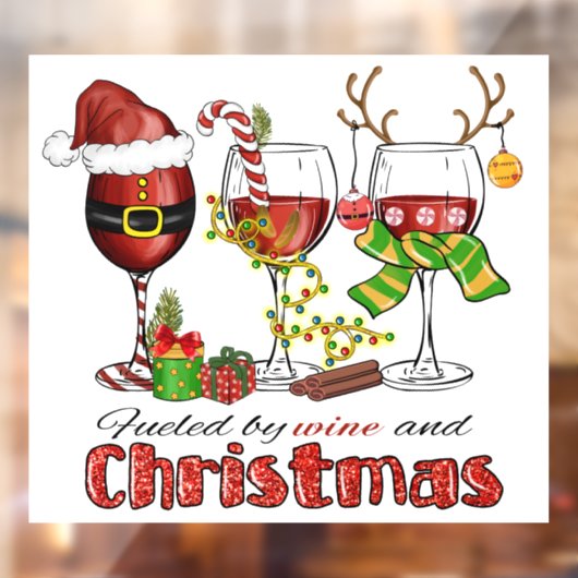 ワインとクリスマスの窓が貼り付く ウィンドウサイン (シート2)