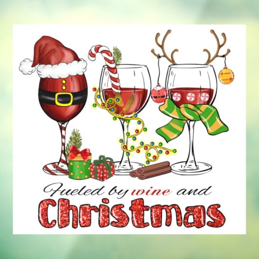 ワインとクリスマスの窓が貼り付く ウィンドウサイン (シート3)