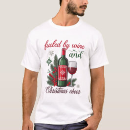 ワインとクリスマスの陽気でやる気が出る ワイン好き Tシャツ
