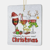 ワインとクリスマスの飾り セラミックオーナメント (左)