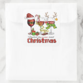 ワインとクリスマスステッカー スクエアシール (バッグ)