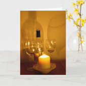 ワインとグラスの定年カード カード (黄色い花)
