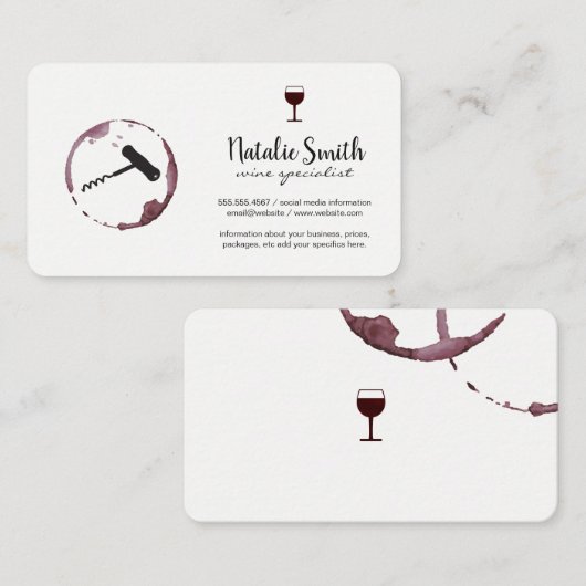 ワインとコルクねじ 名刺 (正面/裏面)