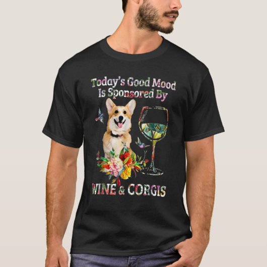 ワインとコーギー Tシャツ (正面)