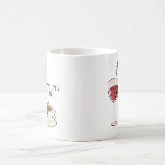 ワインとコーヒーを飲むコーヒーツートーン コーヒーマグカップ (中央)