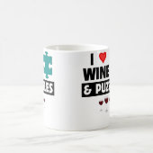 ワインとジグソーパズルが大好き 面白い ゲーム 飲酒 M コーヒーマグカップ (中央)