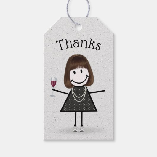 ワインとスニーカーで女の子を突き刺す ギフトタグ (正面)