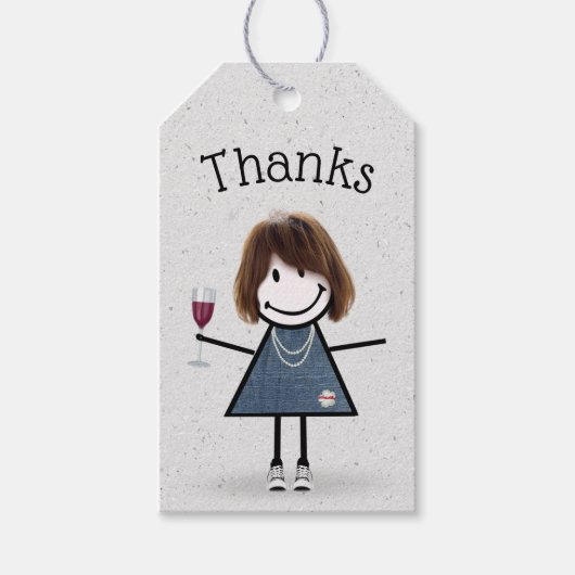 ワインとスニーカーで女の子を突き刺す ギフトタグ (正面)