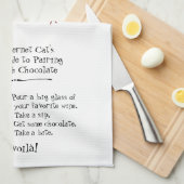 ワインとチョコレートおもしろい猫のペアリング キッチンタオル (四つ折り)