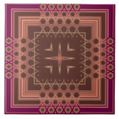 ワインとチョコレート色の幾何ファンシータイル タイル (正面)