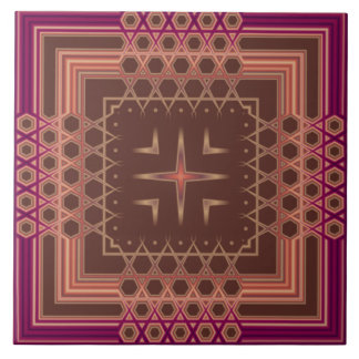 ワインとチョコレート色の幾何ファンシータイル タイル