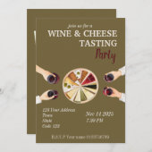 ワインとチーズのテイスティングパーティーの招待状 招待状 (正面/裏面)