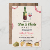 ワインとチーズのテーマパーティーの招待 招待状 (正面/裏面)