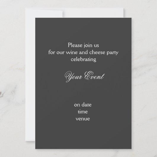 ワインとチーズのディナーのお祝いの招待 招待状 (裏面)
