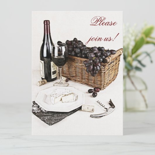ワインとチーズのディナーのお祝いの招待 招待状 (スタンド正面)