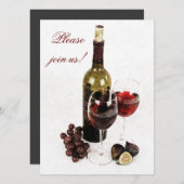 ワインとチーズのディナーのお祝いの招待 招待状 (正面/裏面)